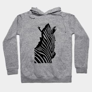 Zebra Facing Away Linocut Print Hoodie